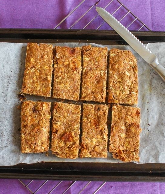 Apple Cinnamon Breakfast bars on cookie sheet