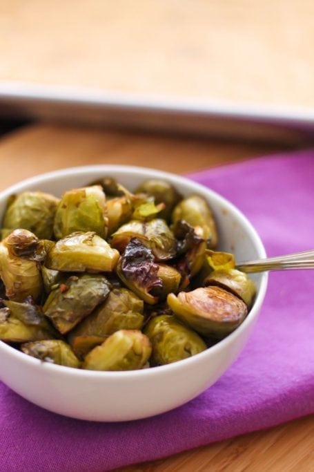 Maple Balsamic Roasted Brussels Sprouts - Eat Spin Run Repeat