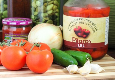 Ingredients for roasted red pepper salsa - Eat Spin Run Repeat