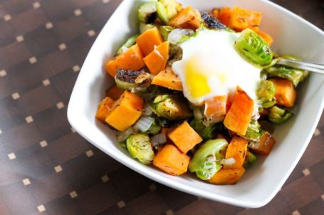Sweet Potato and Brussels Sprout Hash - Eat Spin Run Repeat