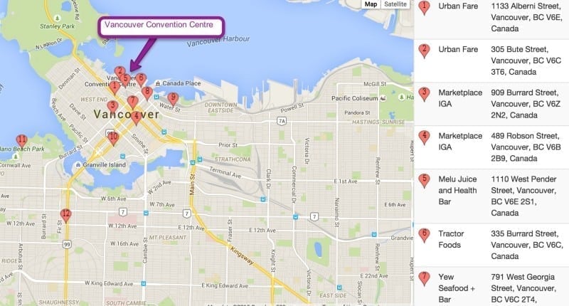 Map of Vancouver Eats - for Seawheeze