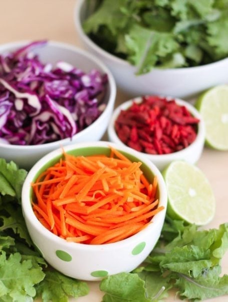 Ingredients for Goji Kale Slaw - Eat Spin Run Repeat