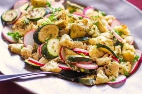 Roasted Cauliflower, Zucchini and Artichoke Salad - Eat Spin Run Repeat
