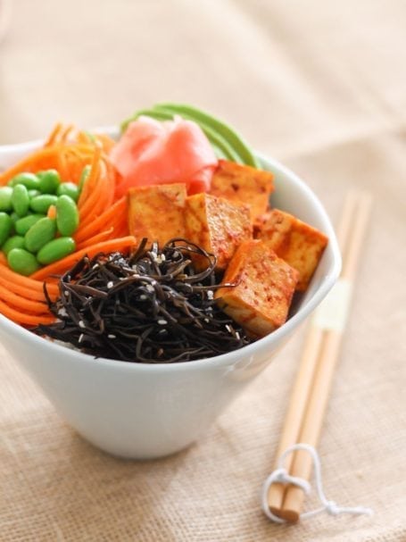Ultimate Spicy Tofu Sushi Bowl - Eat Spin Run Repeat