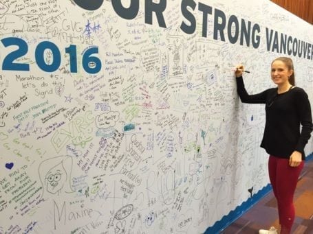 signing the wall at the BMO Half Marathon 2016