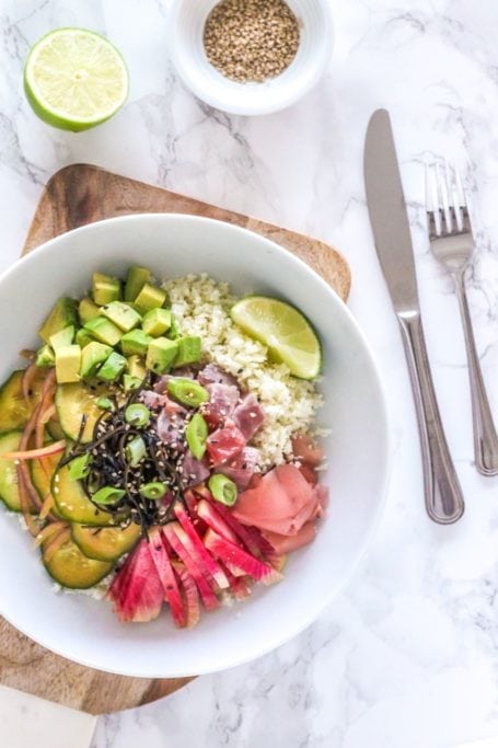 Ginger Lime Tuna Poke Bowls - Eat Spin Run Repeat