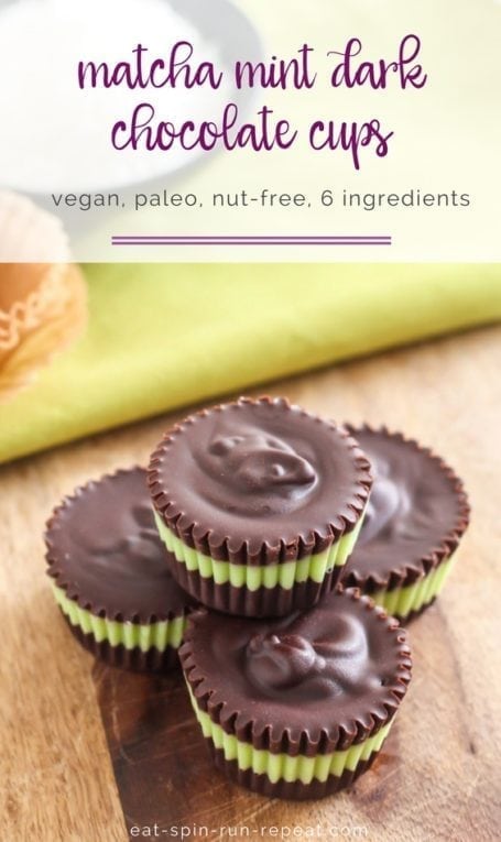 6-Ingredient Matcha Mint Dark Chocolate Cups || vegan + nut-free || Eat Spin Run Repeat