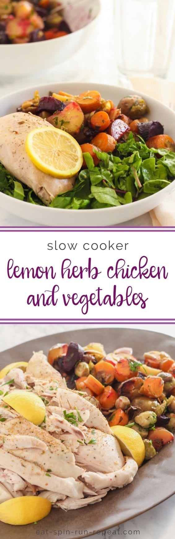 Easy Slow Cooker Lemon Herb Chicken and Vegetables || paleo, GF, DF, delicious! || Eat Spin Run Repeat