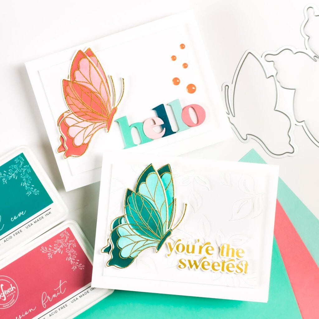 Pinkfresh Studio Butterflies - Clean and simple cards