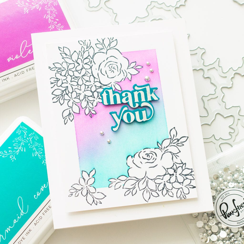 Floral Thank You Card with Stamp Masking - featuring Pinkfresh Studio
