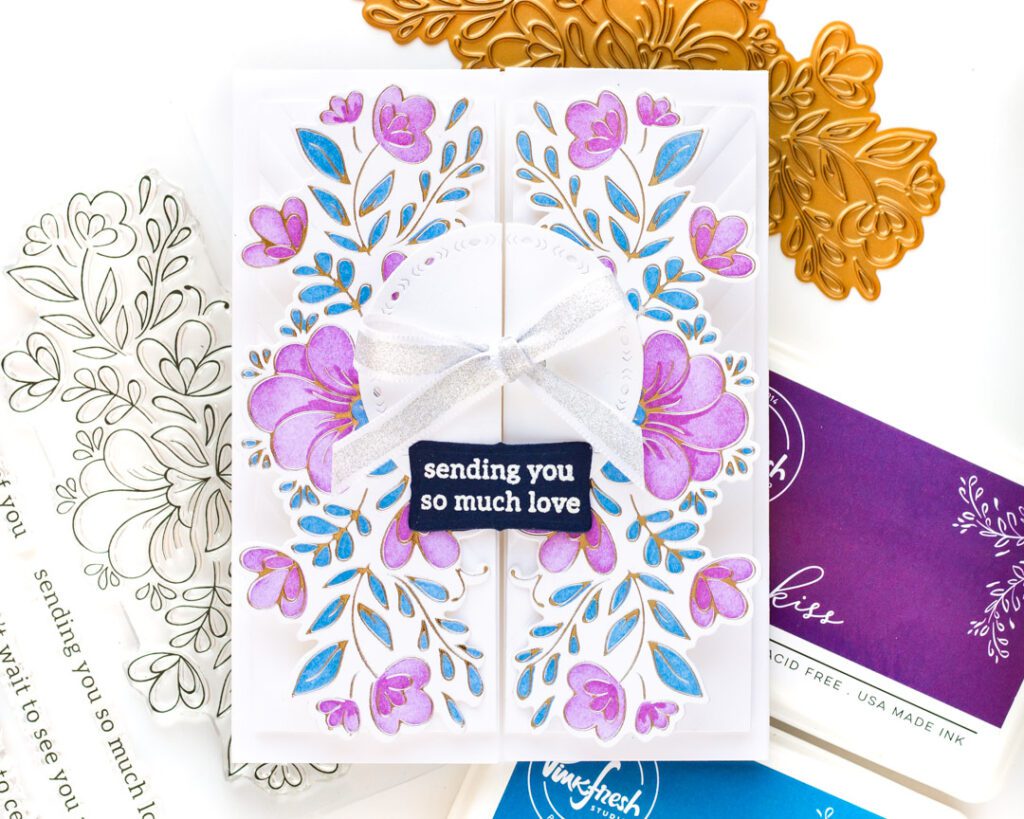 Pinkfresh Studio Charming Floral Border Hot Foil Gatefold Card