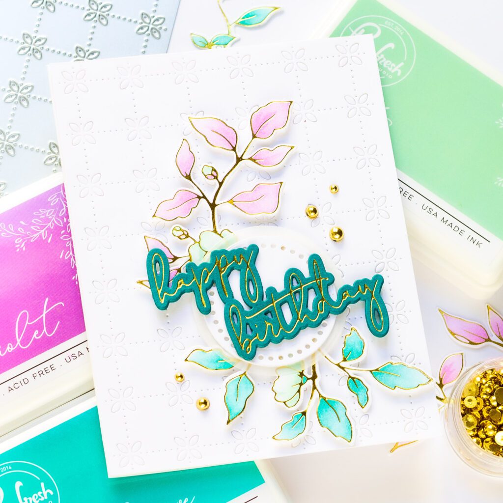 Pinkfresh Studio September 2022 Release - Floral Grid Cover Plate Birthday Card