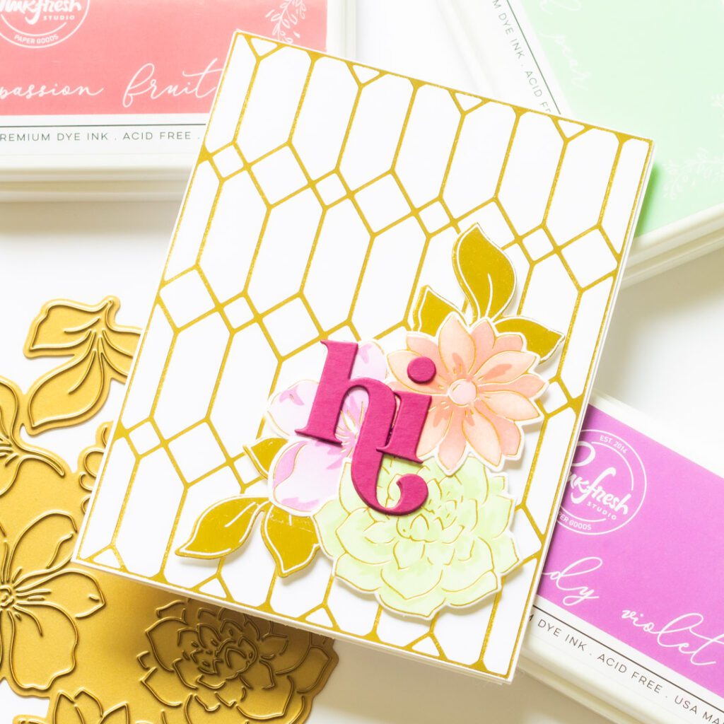 Pinkfresh Studio Floral Stained Glass Card