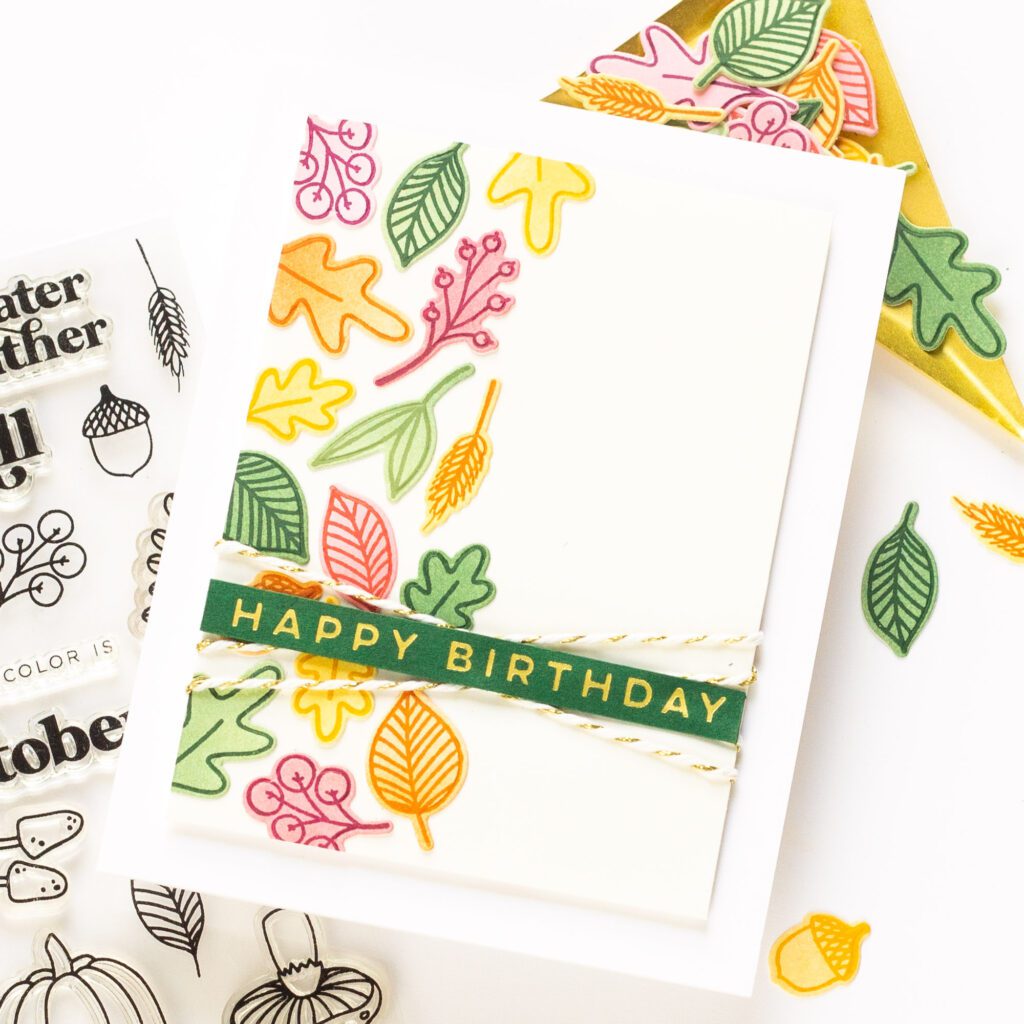 Handmade Fall-Themed Birthday Card featuring Ellen Hutson Fallish Stamp and Die Set
